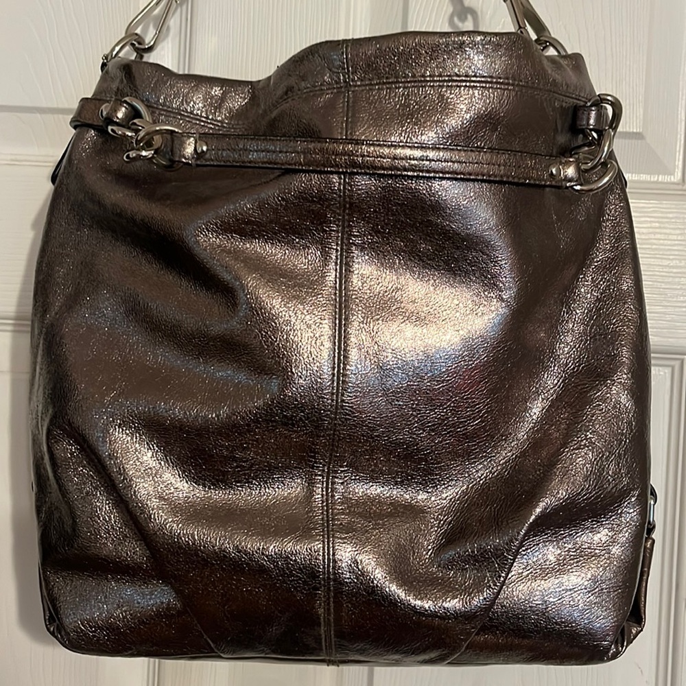 Used coach silver metallic bag